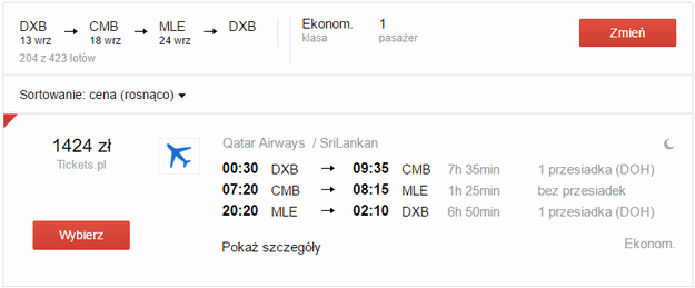 DXB - CMB - MLE - DXB