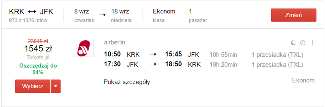KRK - JFK