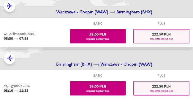 WAW - BHX