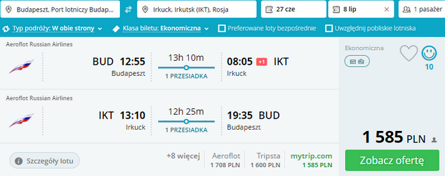 tanie loty nad Bajkał