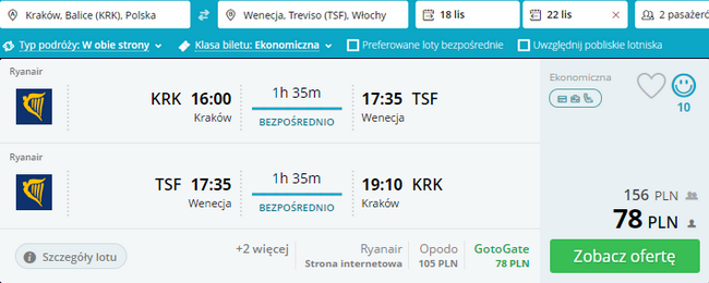 rezerwacja lotów do Wenecji