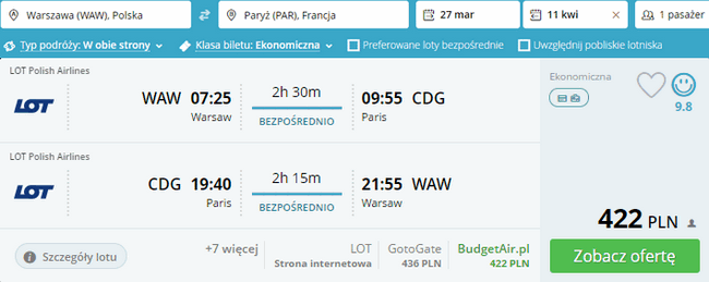 rezerwacja lotów do Paryża