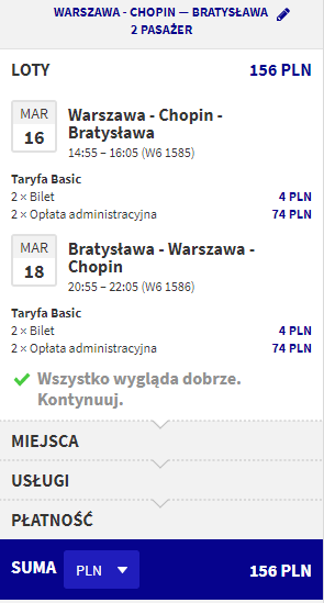 loty z warszawy do bratysławy