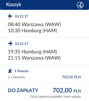 rezerwacja lotów z Warszawy do Hamburga