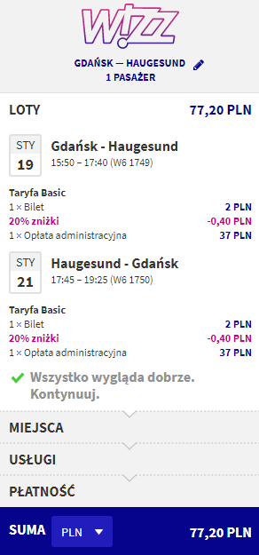 loty Wizz Air z Gdańska do Haugesund