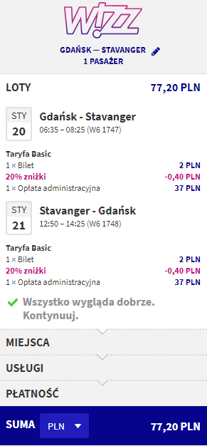 loty Wizz Air z Gdańska do Stavanger