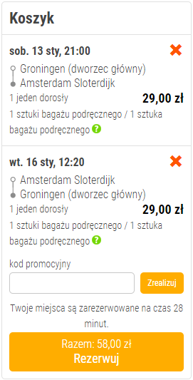 flixbus z Groningen do Amsterdamu