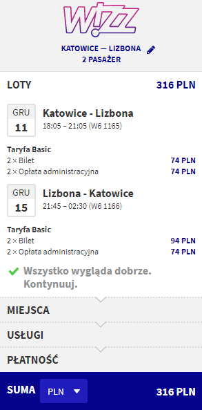 rezerwacja biletów z Katowic do Lizbony