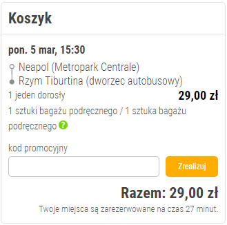 zakup bilety z Neapolu do Rzymu