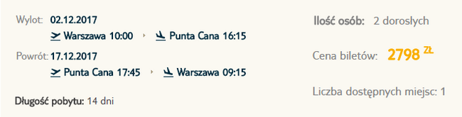 czarter na Dominikanę