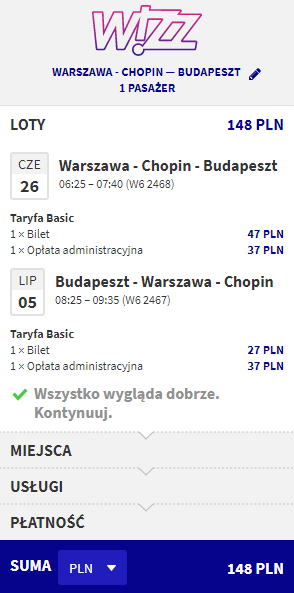 loty z Warszawy do Budapesztu