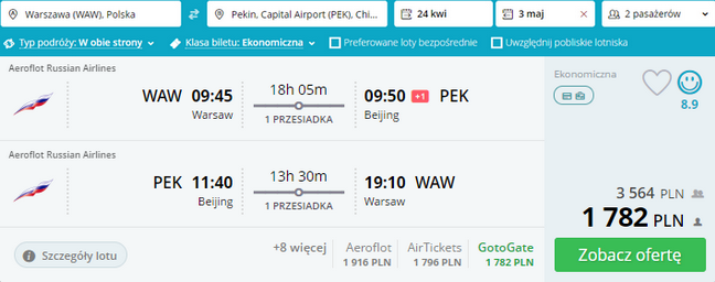 rezerwacja lotów z Warszawy do Pekinu