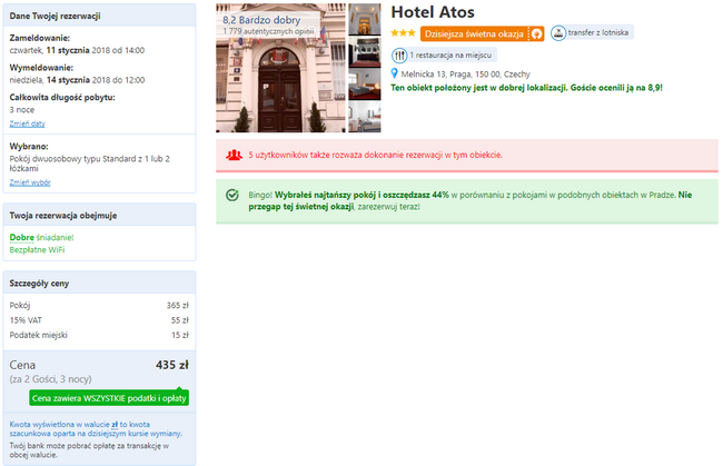 rezerwacja hotelu w Pradze