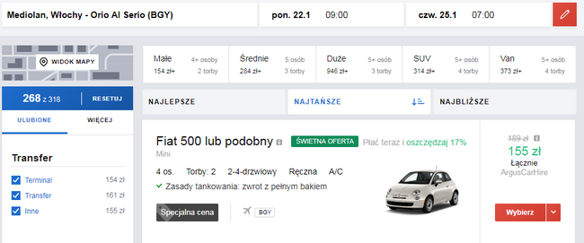 wypożyczenie fiata 500