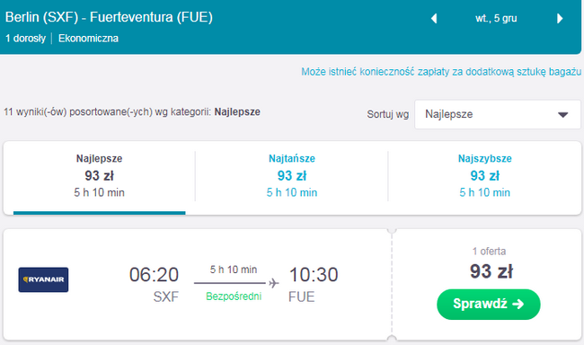 tanio z berlina na kanary