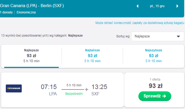 tani lot do Berlina z hiszpanii