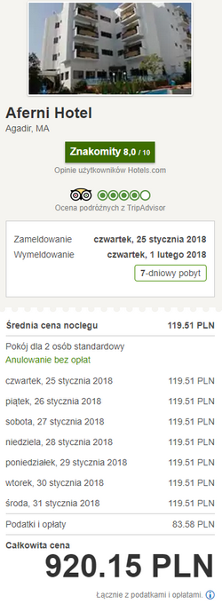 rezerwacja hotelu a Agadirze