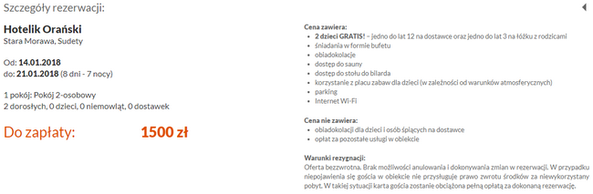 Hotelik Orański rezerwacja
