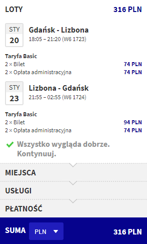Lizbona loty