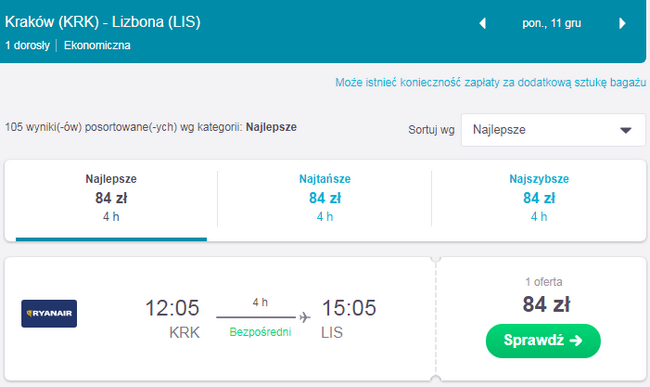 do lizbony z krakowa