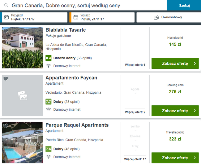 noclegi na Gran Canarii