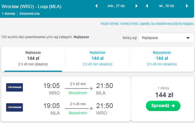 loty na Maltę z Wrocławia