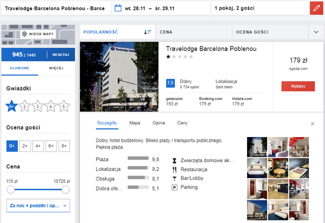 nocleg w barcelonie, przykładowa rezerwacja