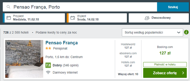 rezerwacja noclegu w porto