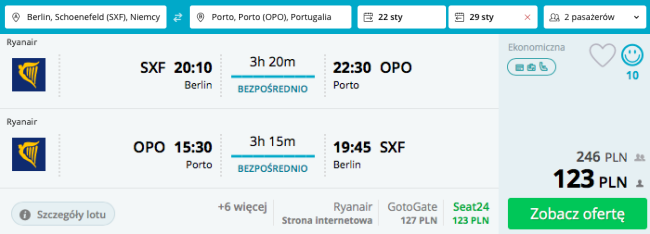 tanie loty do porto