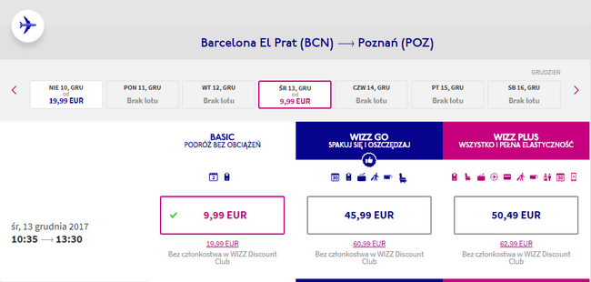 bilet lotniczy z Barcelony do Poznania za 42 PLN