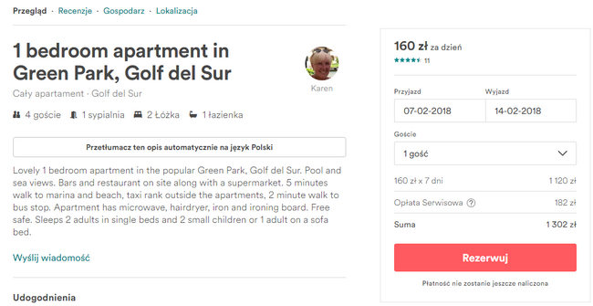 noclegi na południu teneryfy