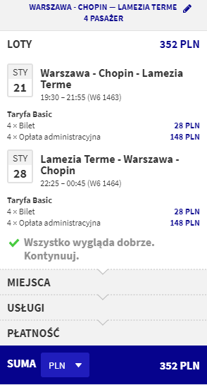 loty z warszawy do lamezii