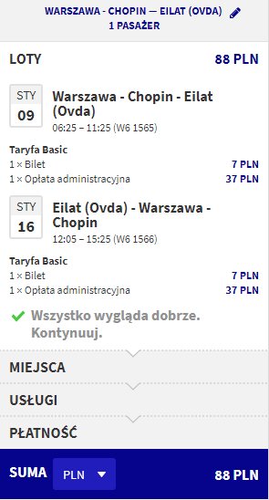 loty z warszawy do ejlatu