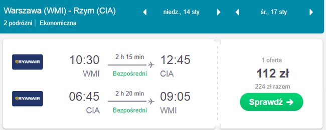 rezerwacja lotów z warszawy do rzymu