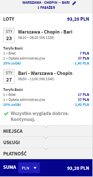 rezerwacja lotów z warszawy do bari