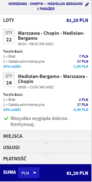 rezerwacja lotów z warszawy do bergamo
