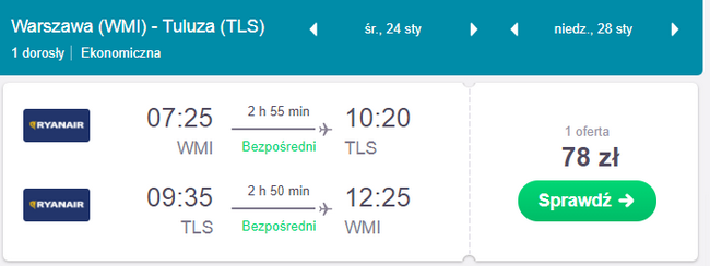 rezerwacja lotów z warszawy do tuluzy