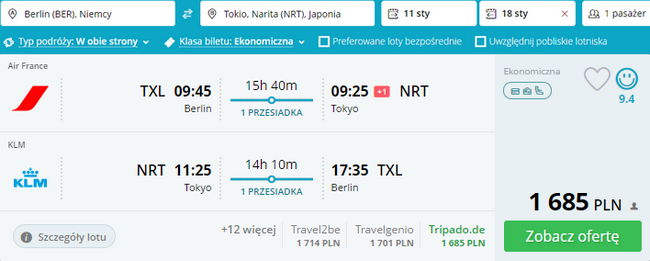 rezerwacja lotów do Tokio
