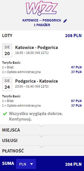 rezerwacja lotów do Czarnogóry