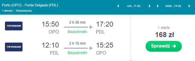 rezerwacja lotów na Azory
