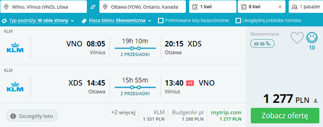 rezerwacja lotów do Ottawy