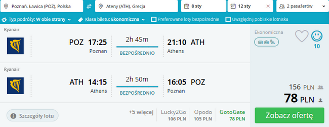 Ryanair z Poznania do Aten