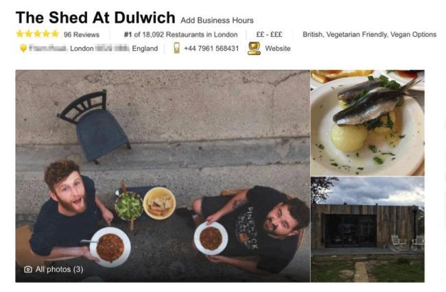 fałszywa restauracja na tripadvisor
