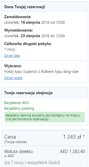 Dubaj potwierdzenie
