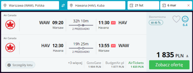 Rezerwacja lotów z Warszawy do Hawany