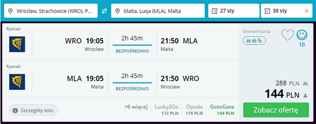 rezerwacja lotów na Maltę