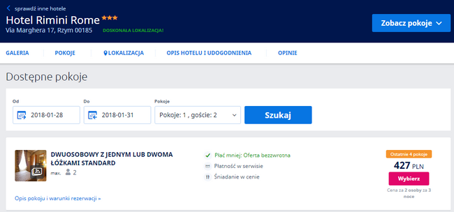 rezerwacja noclegu w rzymie