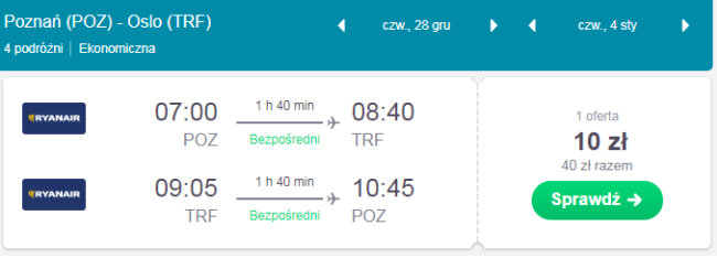 rezerwacja lotów z poznania do oslo