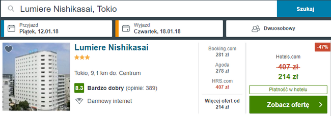 rezerwacja noclegu w Tokio