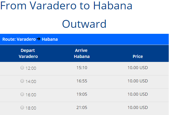 Rezerwacja przejazdów z Varadero do Hawany
